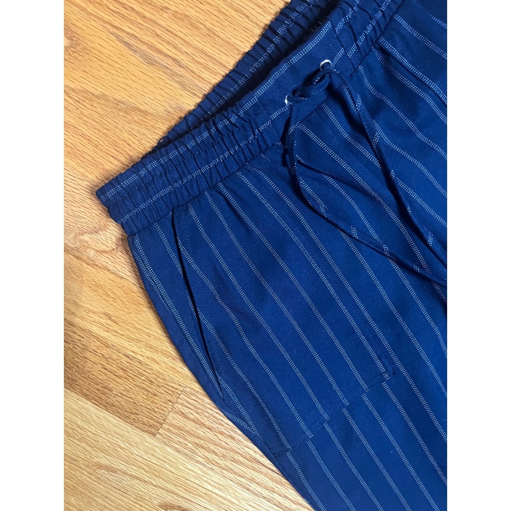 Nine West Women Navy Pinstripe Jogger Pants Elastic Waist Drawstring S Long - Picture 3 of 6